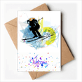 thumbnail image 1 of Sport Athletes Skiing Sports Watercolor Sketch Welcome Back Greeting Cards Envelopes Blank, 1 of 4