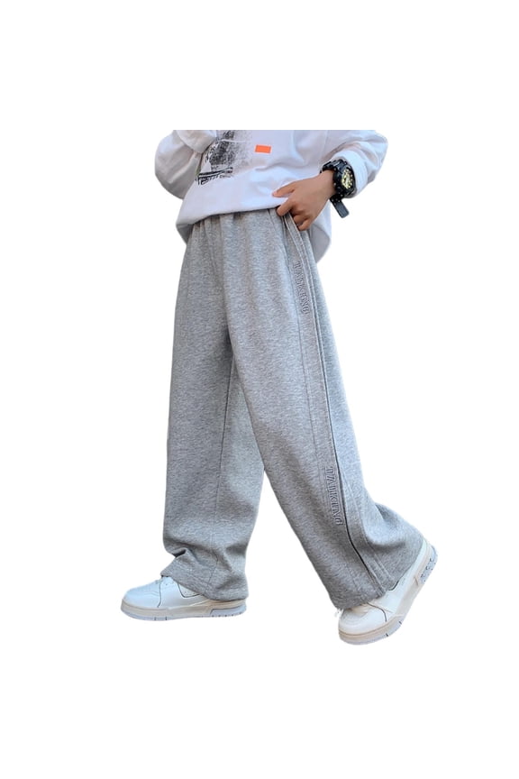 Sport Athletic Lounge Jogger Pants for Boys Fall Summer Loose Fit Flare Bell Bottom Plain Long Boot Cut Leg Pants Sweatpants Boys 2026 Clothing Y2K 14-15 Years