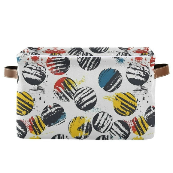 Sport Balls Storage Bins with Handle Fabric Organizer Basket Foldable Box 1 Pack 14.2x10.2x8.3