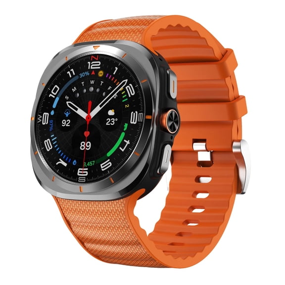 Sport Band for Samsung Galaxy Watch Ultra 47mm 2025 / 2024, Breathable Waterproof Adjustable Silicone Watch Strap, Durable Non-Slip Replacement Wristband for Men Boys, Orange