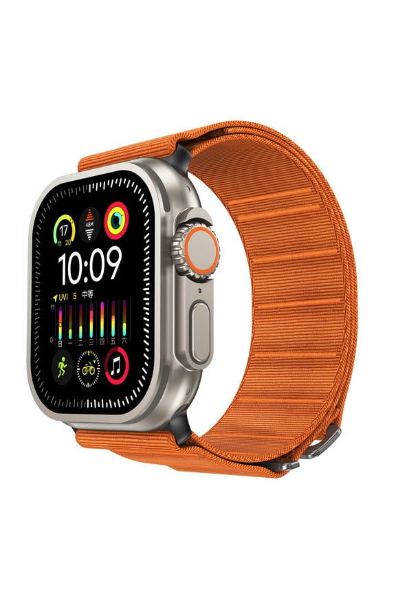 Sport Bands Compatible with Apple Watch 42/44/45/46/49mm Men Women,Stretchy Nylon Sport Loop Strap with S-Hook Adjustable Watch Strap Band for iWatch Series 10 Ultra SE 9 8 7 6 5 4 3,Orange
