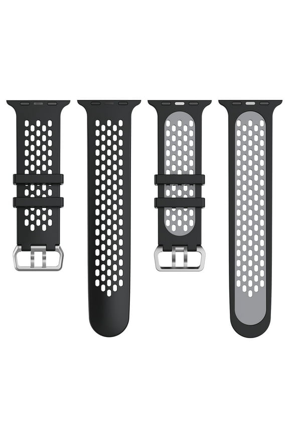 Sport Bands Compatible with Apple Watch Band 38mm 40mm 41mm 42mm 44mm 45mm,Soft Silicone Waterproof Strap Wristbands Compatible with iWatch Apple Watch Series 7 6 5 4 3 2 1 SE Women Men -Black