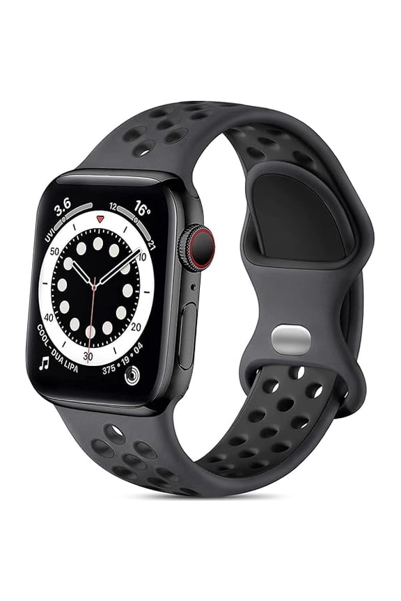 Sport Bands Compatible with Apple Watch Band 46mm 44mm 42mm 45mm 49mm,Women Men,Soft Silicone Breathable Bands for iWatch SE Ultra 3 2 iWatch Series 11 10 9 8 7 6 5 4 3 2 1, Anthracite Black