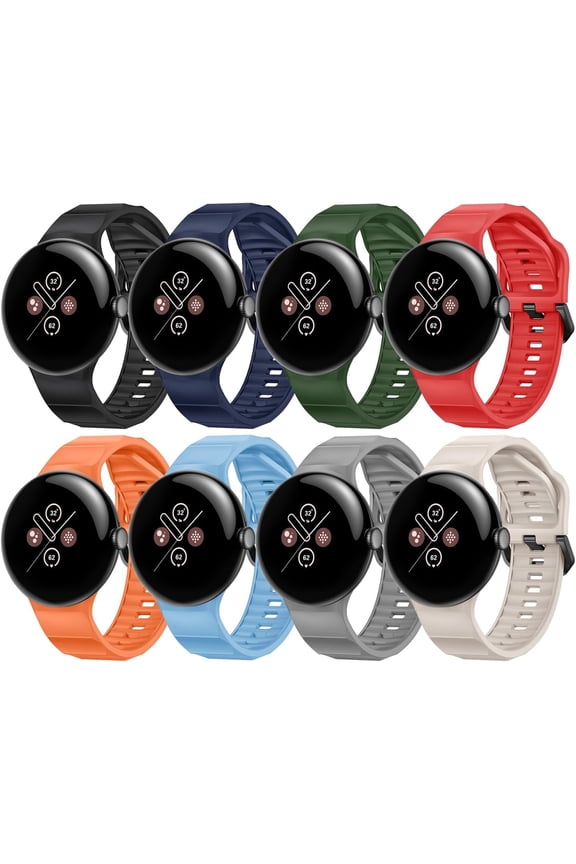 Sport Bands Compatible with Google Pixel Watch 3 45mm Band, 8 Pack Waterproof Rugged Silicone Sport Strap for Pixel Watch 3 Band 45mm 2024 Women Men