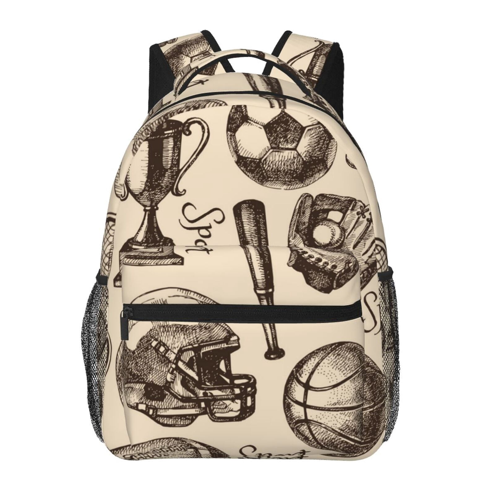 Sport Baseball Football Basketball Backpack Casual College Bag Zipper Laptop Daypack Hiking Rucksack Travel