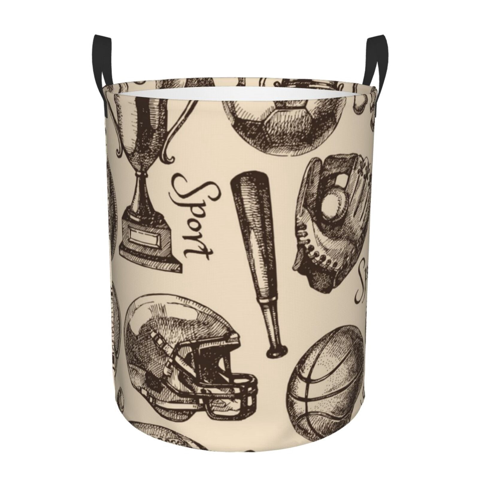 Sport Baseball Football Basketball Foldable Laundry Hamper with Handle Storage Basket for Clothes Toys & Organizing