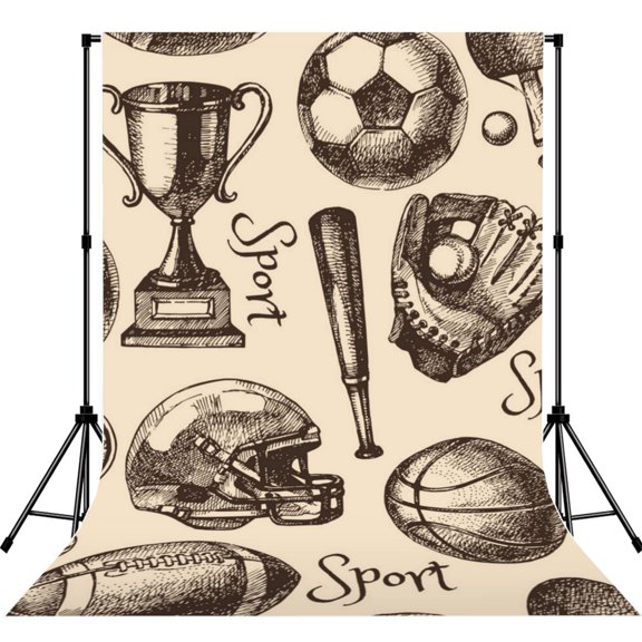 Sport Baseball Football Basketball Photography Backdrop 5x7Ft Background for Photo Studio Video Recording Birthday Party Wedding Home Decor