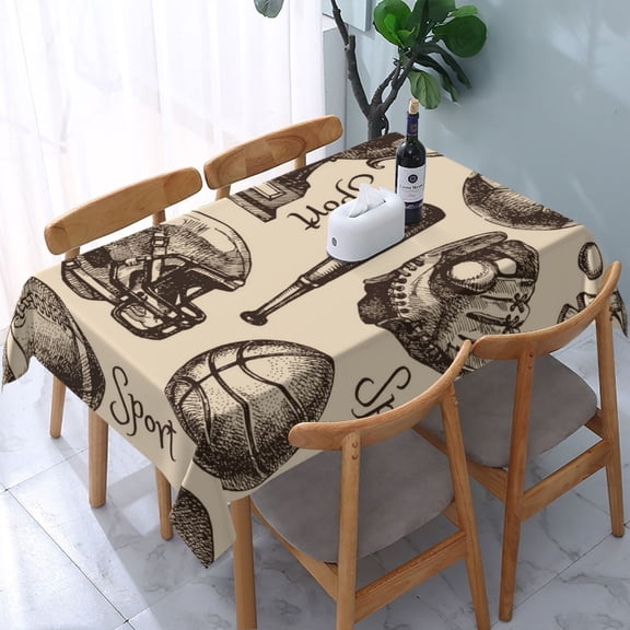 Sport Baseball Football Basketball Rectangular Tablecloth 54"x 72" Waterproof Rectangle Table Cover Cloth for Kitchen Dining Room Picnic Home Party