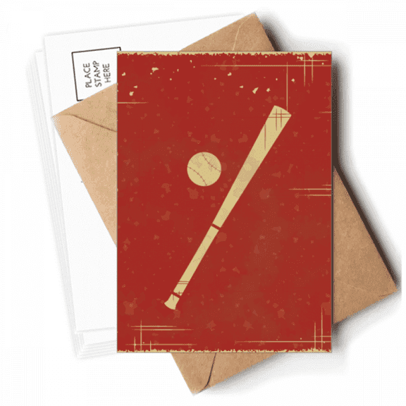 Sport Baseball Illustration Red Pattern Postcards Envelopes Blank Note Cards Mailing