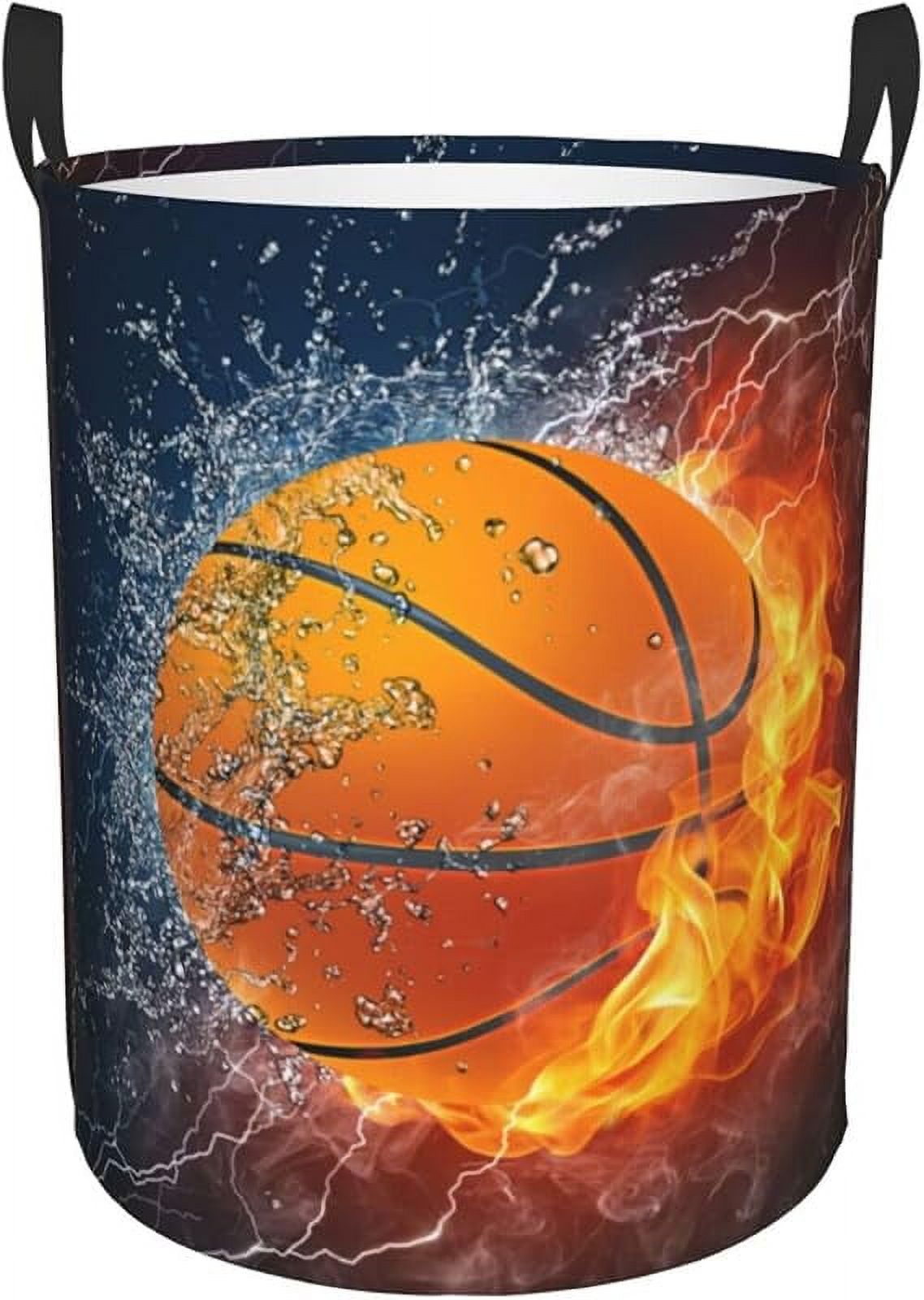 Sport Basketball Ball Round Laundry Hamper Storage Basket Toys Clothes Organizer Bin For Home Bathroom Bedroom Dorm Nursery