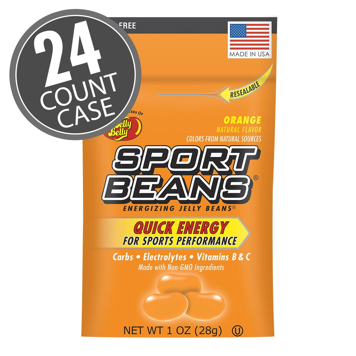 Sport Beans Orange Flavor, Energizing Jelly Beans by Jelly Belly, 24