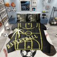 thumbnail image 1 of Sport Bed in a Bag 7-Piece Basketball Bedding Set, Black Yellow Twin Size Comforter Set Gold Gradient Neon Bedding Comforter Sets, Sports Themed Bed Set Breathable (Black Reversible), 1 of 4