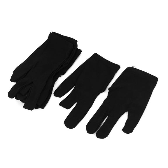 Sport Billiard 3 Fingers Elastic Gloves Black 5 Pairs for Pool Cue