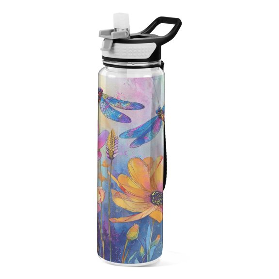 Sport Bottle Water Bottle Tritan Food Grade Clear Outdoor Water Bottle Bike Water Bottle Sturdy and Durable Blue Dragonfly