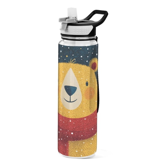Sport Bottle Water Bottle Tritan Food Grade Clear Outdoor Water Bottle Bike Water Bottle Sturdy and Durable Christmas Yellow Bear