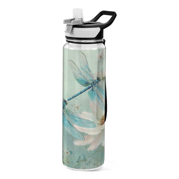 Sport Bottle Water Bottle Tritan Food Grade Clear Outdoor Water Bottle Bike Water Bottle Sturdy and Durable Dragonflies Blue Tones