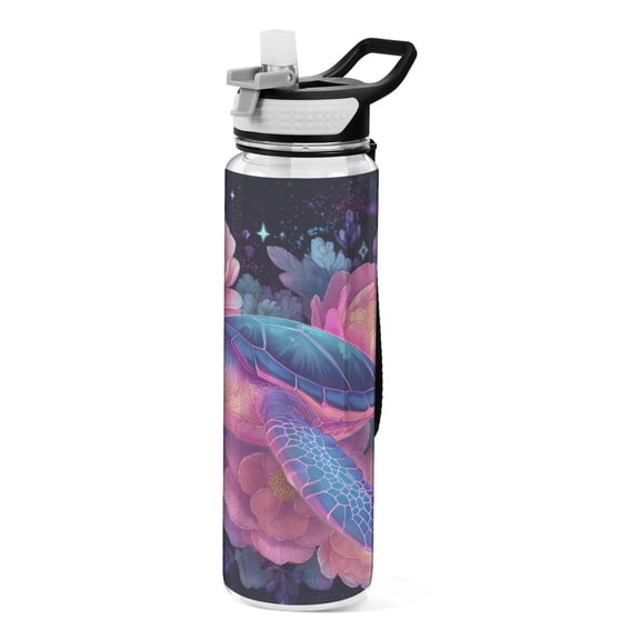 Sport Bottle Water Bottle Tritan Food Grade Clear Outdoor Water Bottle Bike Water Bottle Sturdy and Durable Purple Beautiful Turtle