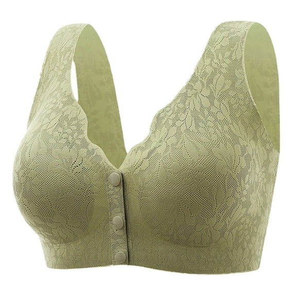 Sport Bra For Women Front Open Button Up Traceless Lace Plus Size Gathered Anti Drop Dailywear Underwear For Woman