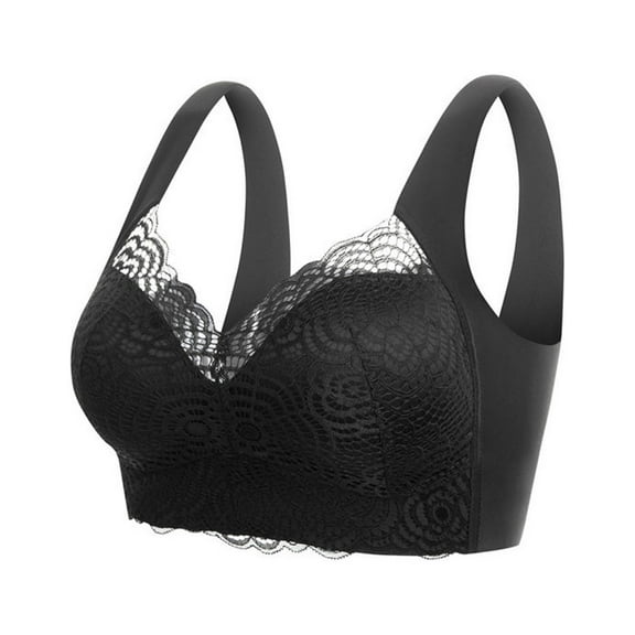 Sport Bra Women No Underwire Bra Feature V-Neck Demi & Balconette Bra Style W-1696 Black XL