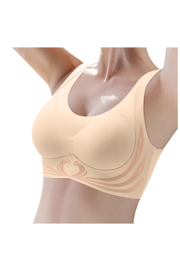 Wireless Bras for Women, Push-up Full Coverage Seamless Supportive Push Up Bralettes Everyday No Underwire Anti Sagging Bra Sports Bras (#Beige, Large)