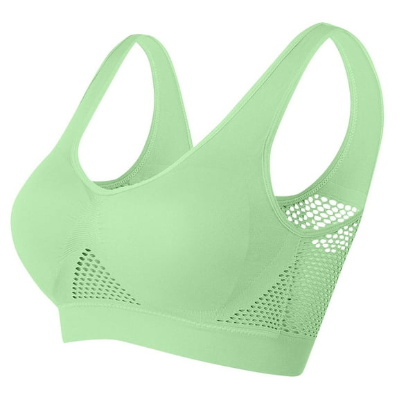Five PC Sport Bras for Women Breathable Air Full Supportive Wireless Workout Yoga Everyday Underwear Green L