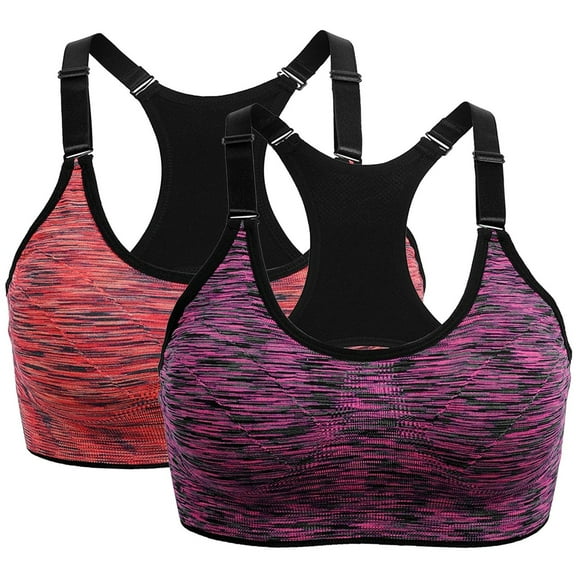 Sport Bras for Women High Impact Yoga Running Seamless Gym Tank Top Fitness Vest 2 Pack Shaping Bra Comfortable & Breathable(Color:K,Size:S)