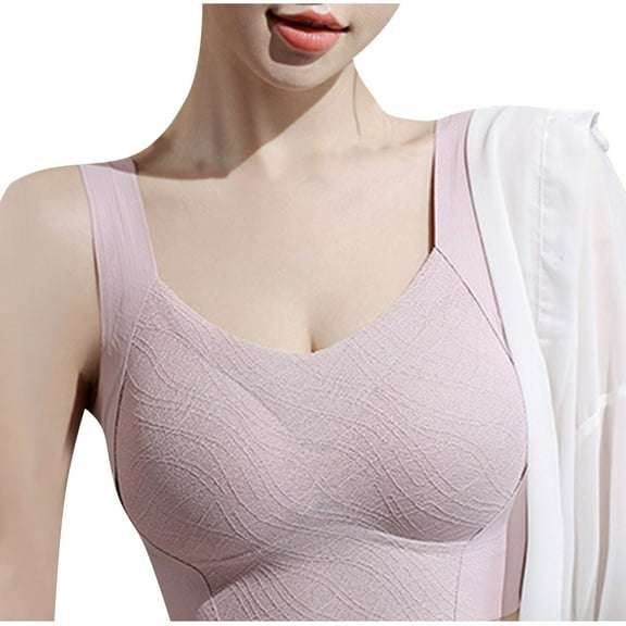 Sport Bras for Women No Underwire Adjustable Wireless Bralettes Smoothing Soft Sleep Seamless Everyday Workout Yoga Bra,Pink,38 C