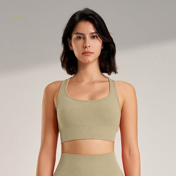 Sport Bras for Women Running Yoga Wireless Bra Womens Ribbed Racerback Lightly Lined Quick-Dry Underwear Bralettes