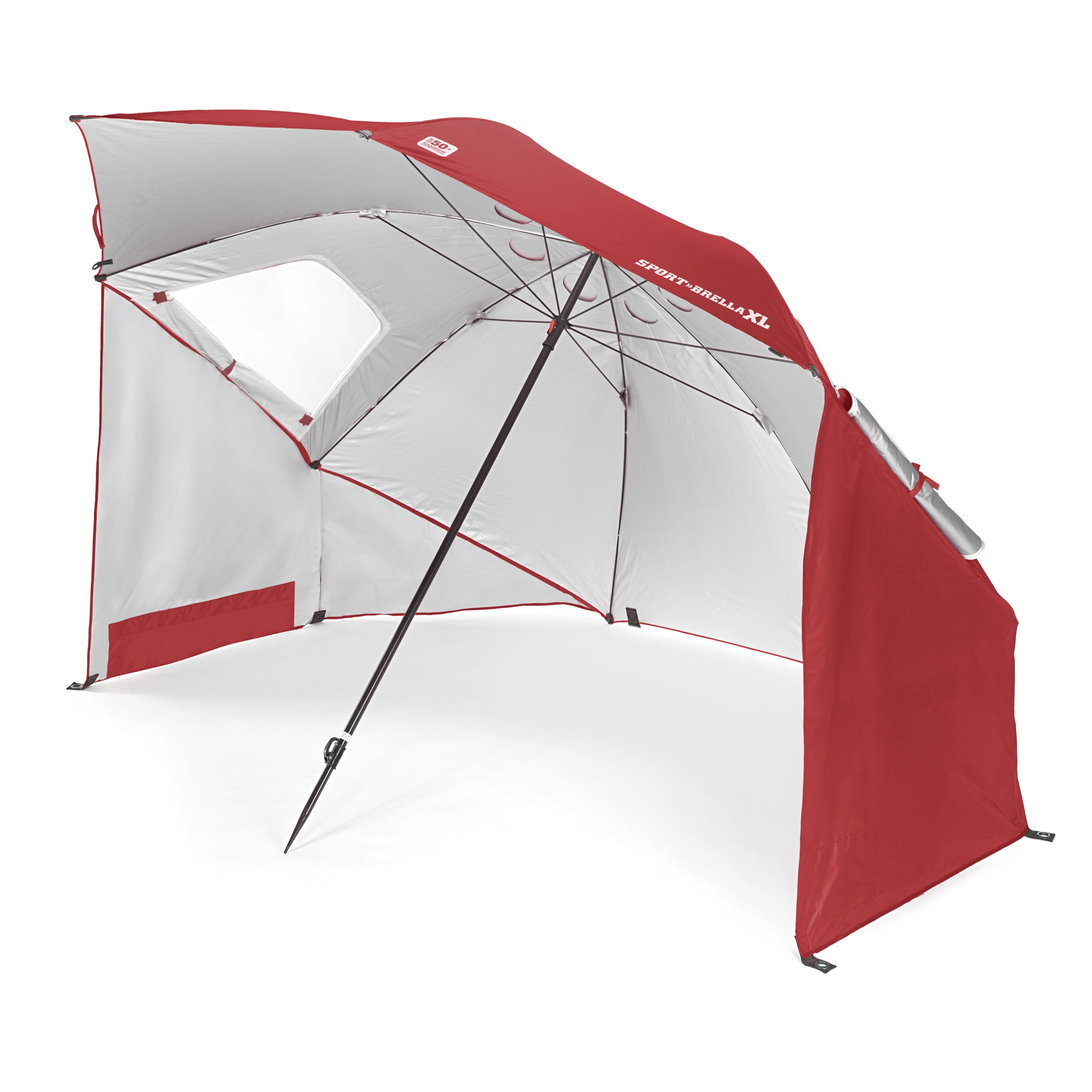 SportBrella XL Portable AllWeather and Sun Umbrella, Deep Red