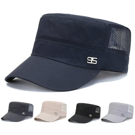 Sport Cap Mesh Hole Solid Color Flat Top Peaked Hat for Women Girls