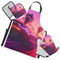 thumbnail image 1 of Sport Cars Racing 5 Pcs Kitchen Set Heat Resistant Oven Mitts and Non-Slip Pot Holders with Adjustable Cooking Apron, 1 of 6