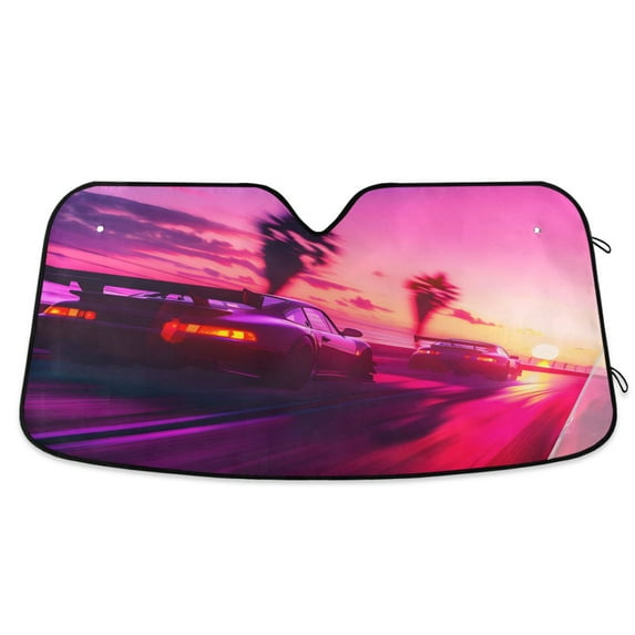 Sport Cars Racing Car Windshield Sun Shade Foldable Car Front Window Visor Heat and UV Protection 55x27.6