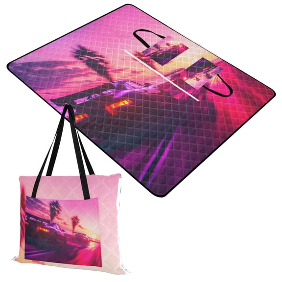 Sport Cars Racing Extra Large Picnic Beach Blanket Waterproof Sand Proof Portable Outdoor Mat 60x80