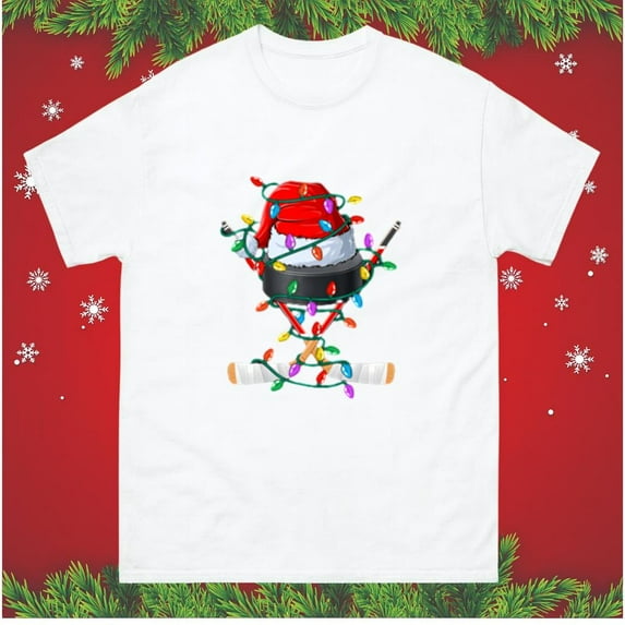 Sport Christmas Hockey Puck Saint Nick Hat Sticks Best Unisex T-Shirt, up to size 5XL