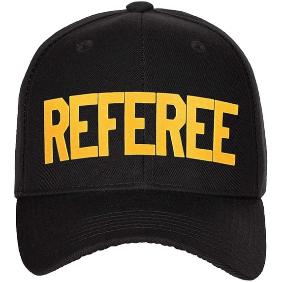 Sport Classic Baseball Hat Custom Referee Letters Structured Cap, Black Hat Gold Letters