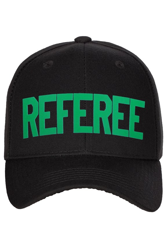 Sport Classic Baseball Hat Custom Referee Letters Structured Cap, Black Hat Green Letters