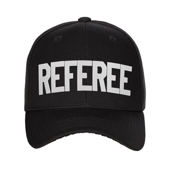 Sport Classic Baseball Hat Custom Referee Letters Structured Cap, Black Hat White Letters