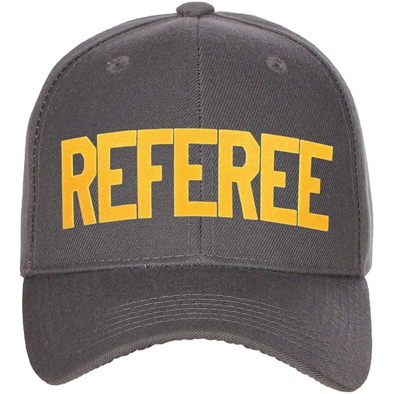 Sport Classic Baseball Hat Custom Referee Letters Structured Cap, Charcoal Hat Gold Letters