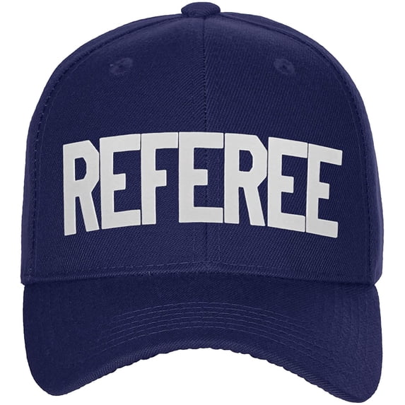 Sport Classic Baseball Hat Custom Referee Letters Structured Cap, Navy Hat White Letters