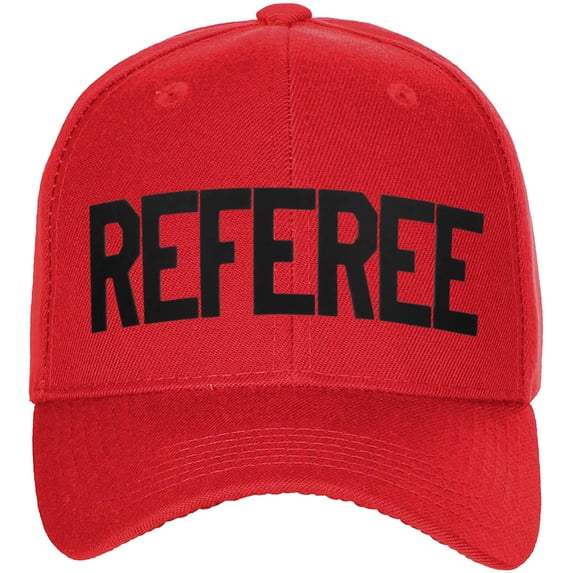 Sport Classic Baseball Hat Custom Referee Letters Structured Cap, Red Hat Black Letters