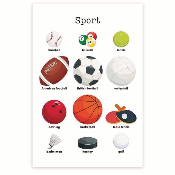 Sport Classroom Poster - Learning About Sports - Gym Class PE Class Posters - Early Learning Resources - 12 x 18 Inch Poster - Unframed - Premium 100lb Gloss - Made In USA - BMCP0249