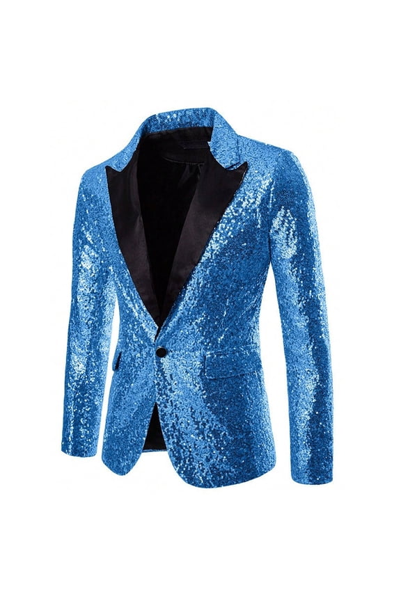 Sport Coats For Men Qiggri Men's Solid Color Sequin Performance Dress Party Suit Jacket
