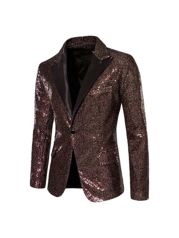 Sport Coats For Men Qiggri Men's Solid Color Sequin Performance Dress Party Suit Jacket