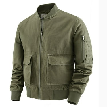 Sport Coats for Men Fashion Casual Jackets Solid Color Zipper Pockets Long Sleeve Hoodless Outwear