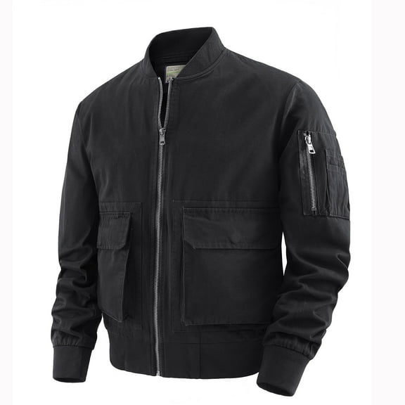 Sport Coats for Men Fashion Casual Jackets Solid Color Zipper Pockets Long Sleeve Hoodless Outwear