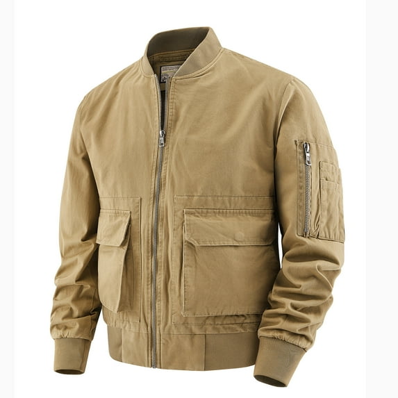 Sport Coats for Men Fashion Casual Jackets Solid Color Zipper Pockets Long Sleeve Hoodless Outwear