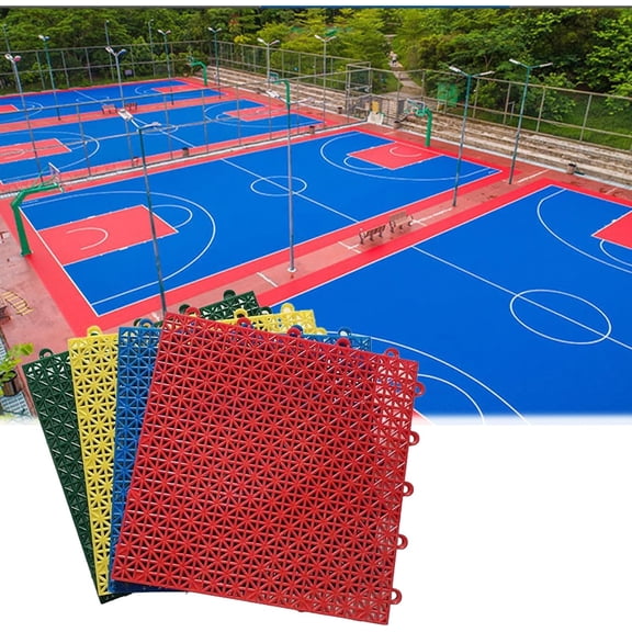 Sport Court Tiles Outdoor Basketball, 10×10 Inch Modular Interlocking Floor Tile/Mats for Gymnasium Playground Public Leisure Place Waterproof DIY Puzzle Flooring,Green-9.8" L x 9.8" W x 0.4" Th