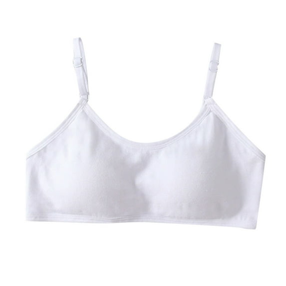 Sport Crop Bras for & Training Girls Bras with Adjustable Straps Fixed Pads,White,One Size
