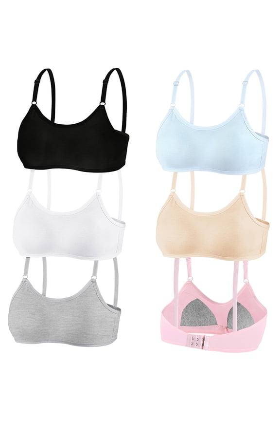 Light Sport Crop Cami Bras Fit for 12-16 Years Teens & Big Girls Elastic Shoulder Straps Sports Training Bras with Adjustable Straps