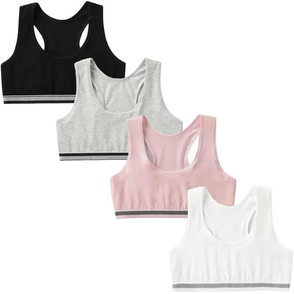 Sport Crop Cami Bras Thin Cotton Breathable No Wire Kids Sports Teenage BrasAdjustable 10-16Y